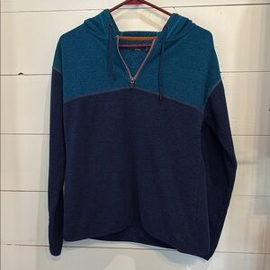 Prana Teal and Blue 1/4 Zip Fleece Hoodie Size Medium